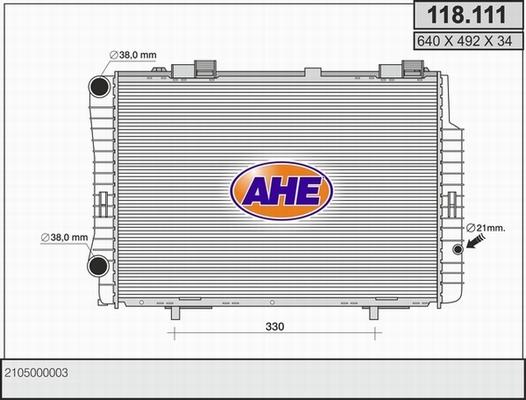 AHE 118.111 - Radiator, engine cooling autospares.lv