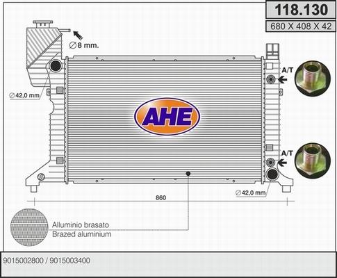 AHE 118.130 - Radiator, engine cooling autospares.lv