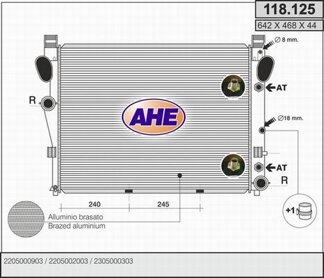 AHE 118.125 - Radiator, engine cooling autospares.lv