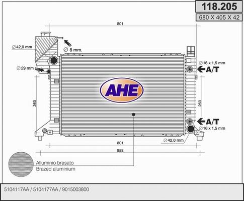 AHE 118.205 - Radiator, engine cooling autospares.lv