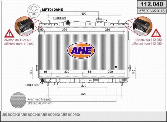 AHE 112.040 - Radiator, engine cooling autospares.lv