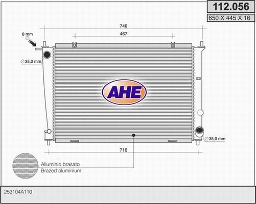 AHE 112.056 - Radiator, engine cooling autospares.lv