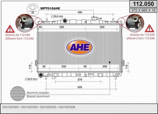 AHE 112.050 - Radiator, engine cooling autospares.lv