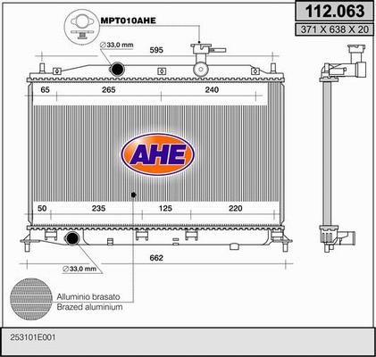 AHE 112.063 - Radiator, engine cooling autospares.lv