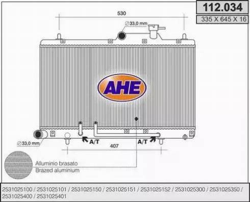 AHE 112.034 - Radiator, engine cooling autospares.lv