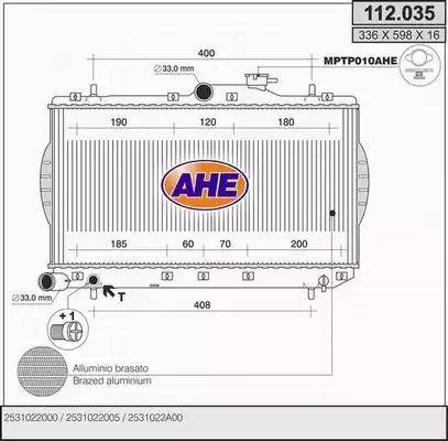 AHE 112.035 - Radiator, engine cooling autospares.lv