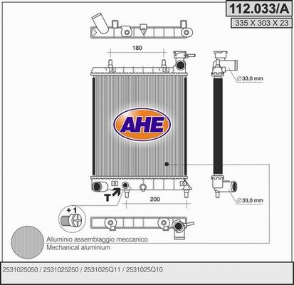 AHE 112.033/A - Radiator, engine cooling autospares.lv