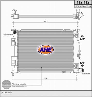 AHE 112.112 - Radiator, engine cooling autospares.lv