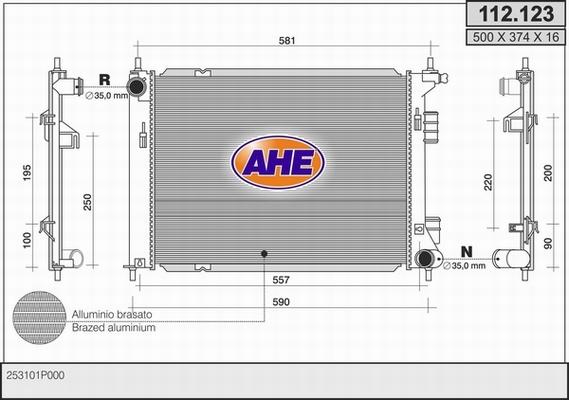 AHE 112.123 - Radiator, engine cooling autospares.lv