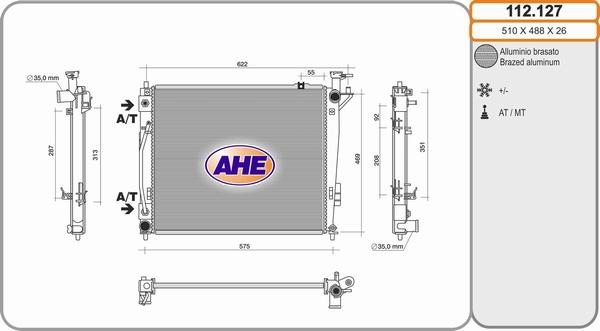 AHE 112.127 - Radiator, engine cooling autospares.lv