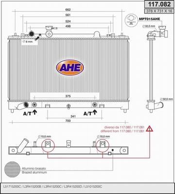 AHE 117.082 - Radiator, engine cooling autospares.lv