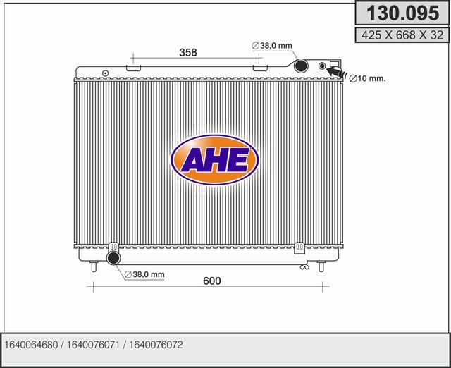 AHE 130.095 - Radiator, engine cooling autospares.lv