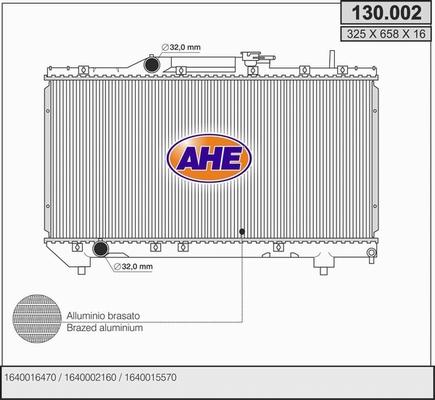 AHE 130.002 - Radiator, engine cooling autospares.lv