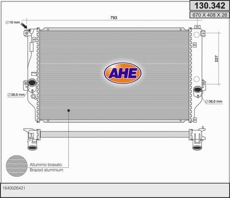 AHE 130.342 - Radiator, engine cooling autospares.lv