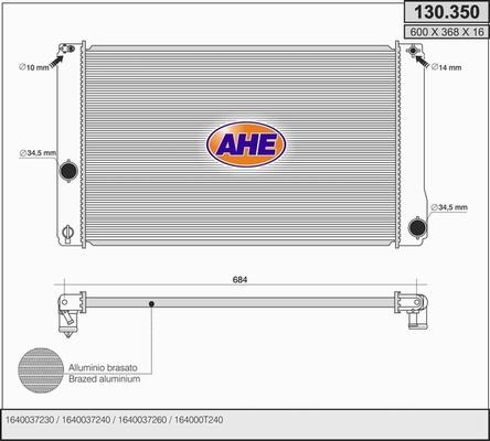 AHE 130.350 - Radiator, engine cooling autospares.lv