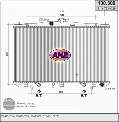 AHE 130.309 - Radiator, engine cooling autospares.lv