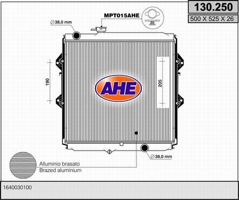 AHE 130.250 - Radiator, engine cooling autospares.lv