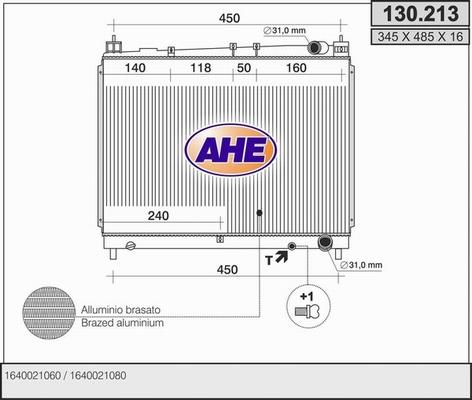 AHE 130.213 - Radiator, engine cooling autospares.lv