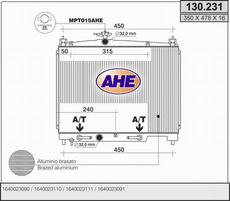 AHE 130.231 - Radiator, engine cooling autospares.lv