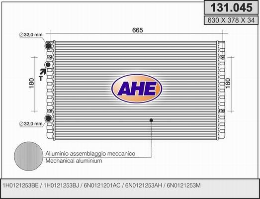 AHE 131.045 - Radiator, engine cooling autospares.lv