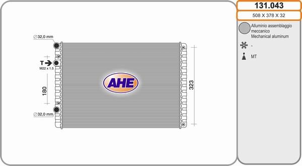 AHE 131.043 - Radiator, engine cooling autospares.lv