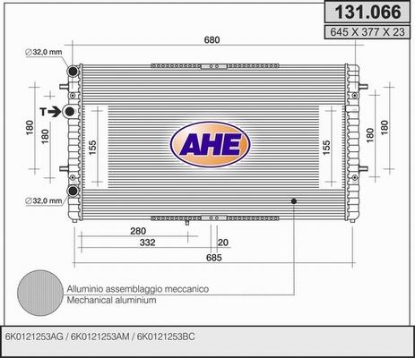 AHE 131.066 - Radiator, engine cooling autospares.lv