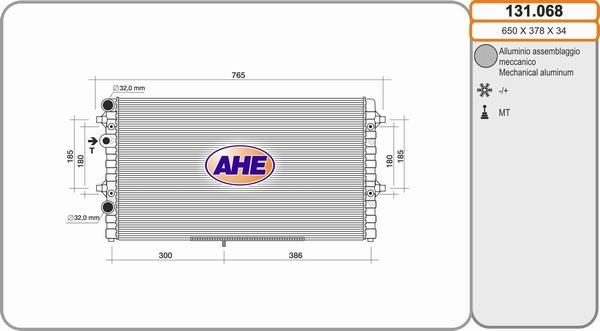 AHE 131.068 - Radiator, engine cooling autospares.lv