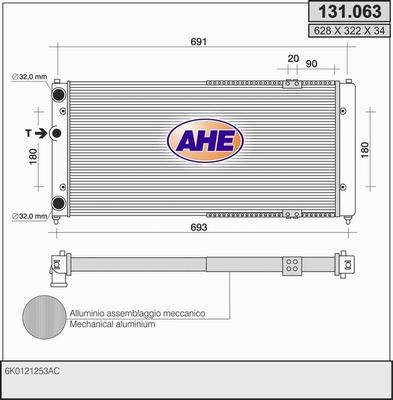 AHE 131.063 - Radiator, engine cooling autospares.lv