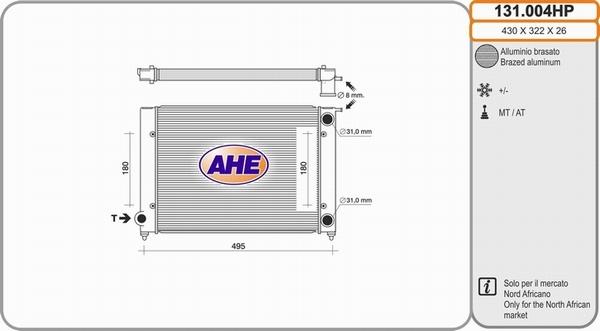 AHE 131.004HP - Radiator, engine cooling autospares.lv