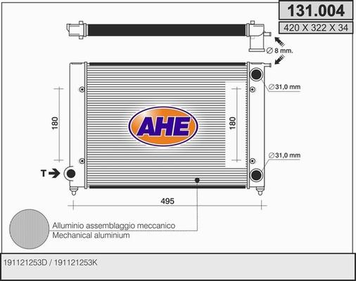 AHE 131.004 - Radiator, engine cooling autospares.lv