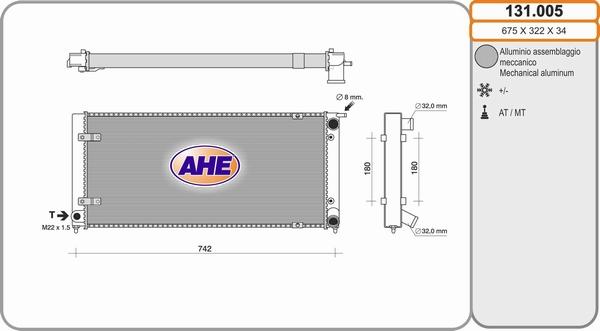 AHE 131.005 - Radiator, engine cooling autospares.lv