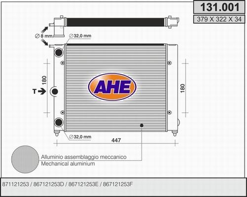 AHE 131.001 - Radiator, engine cooling autospares.lv