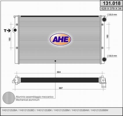 AHE 131.018 - Radiator, engine cooling autospares.lv