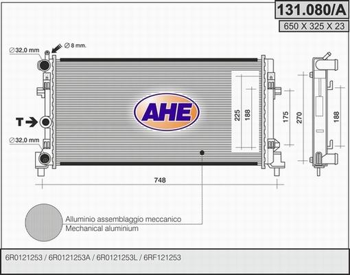 AHE 131.080/A - Radiator, engine cooling autospares.lv