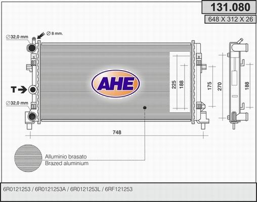AHE 131.080 - Radiator, engine cooling autospares.lv