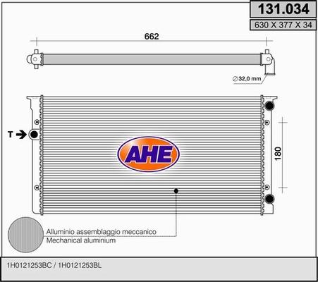 AHE 131.034 - Radiator, engine cooling autospares.lv