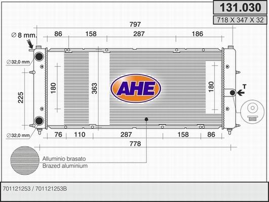 AHE 131.030 - Radiator, engine cooling autospares.lv