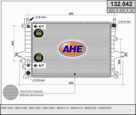 AHE 132.042 - Radiator, engine cooling autospares.lv