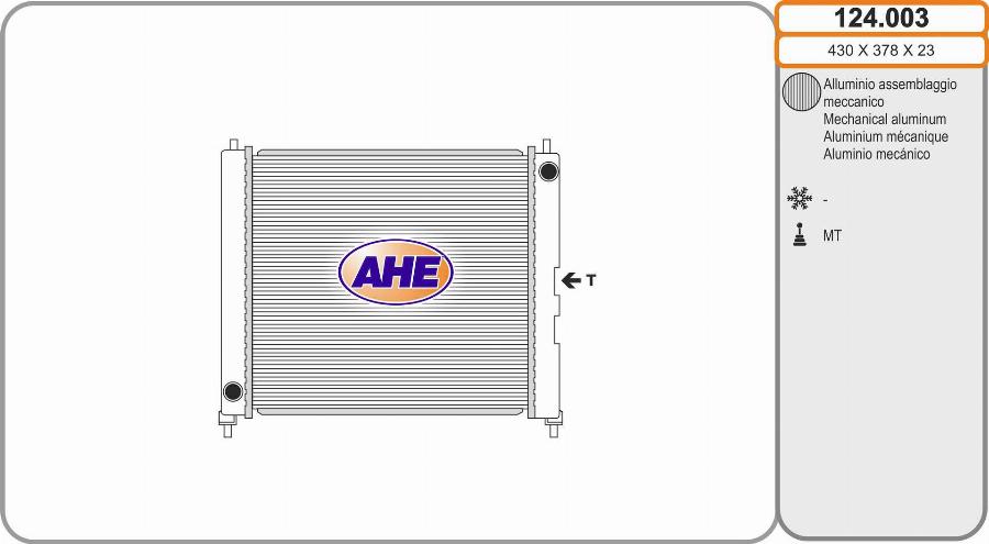 AHE 124.003 - Radiator, engine cooling autospares.lv