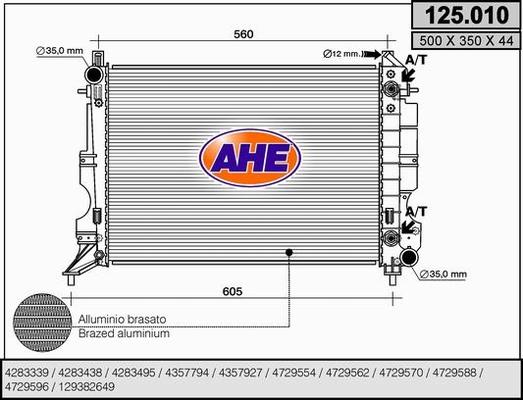 AHE 125.010 - Radiator, engine cooling autospares.lv