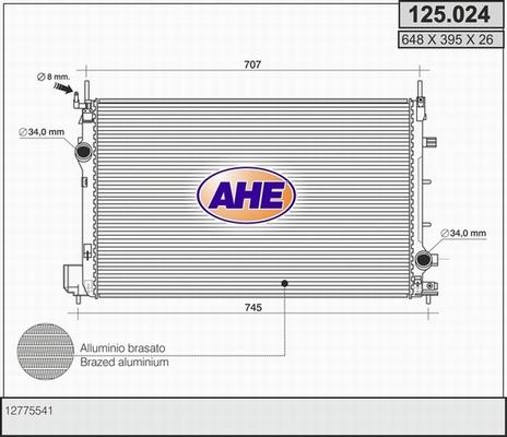 AHE 125.024 - Radiator, engine cooling autospares.lv