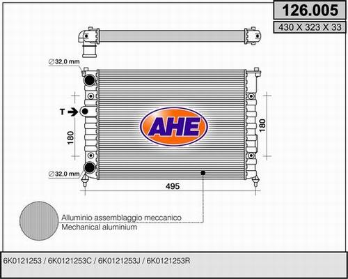 AHE 126.005 - Radiator, engine cooling autospares.lv