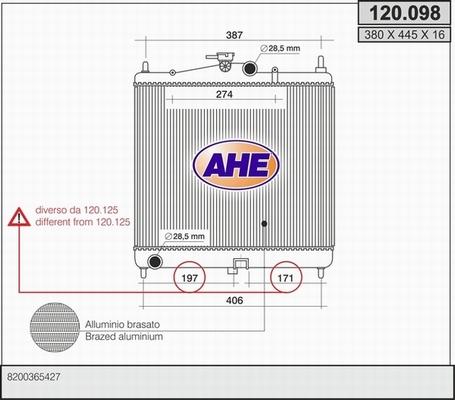 AHE 120.098 - Radiator, engine cooling autospares.lv