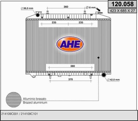 AHE 120.058 - Radiator, engine cooling autospares.lv