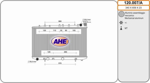 AHE 120.007/A - Radiator, engine cooling autospares.lv