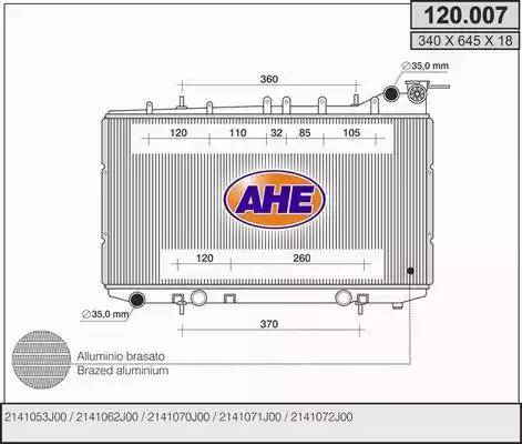 AHE 120.007 - Radiator, engine cooling autospares.lv