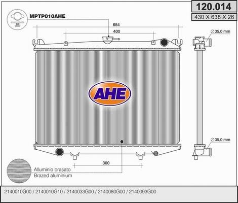 AHE 120.014 - Radiator, engine cooling autospares.lv