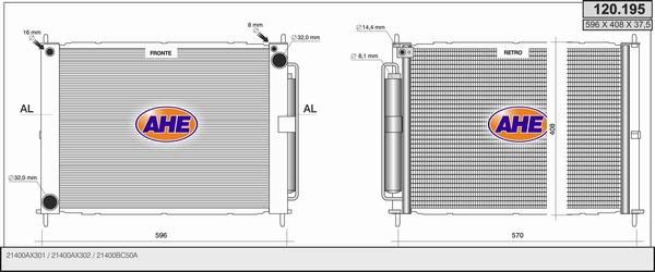 AHE 120.195 - Radiator, engine cooling autospares.lv