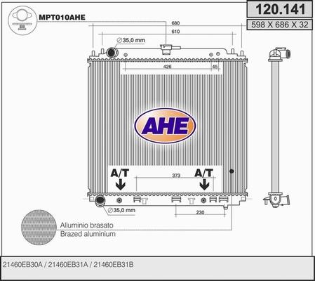 AHE 120.141 - Radiator, engine cooling autospares.lv