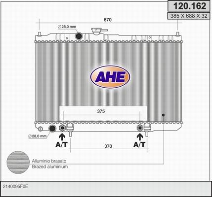 AHE 120.162 - Radiator, engine cooling autospares.lv